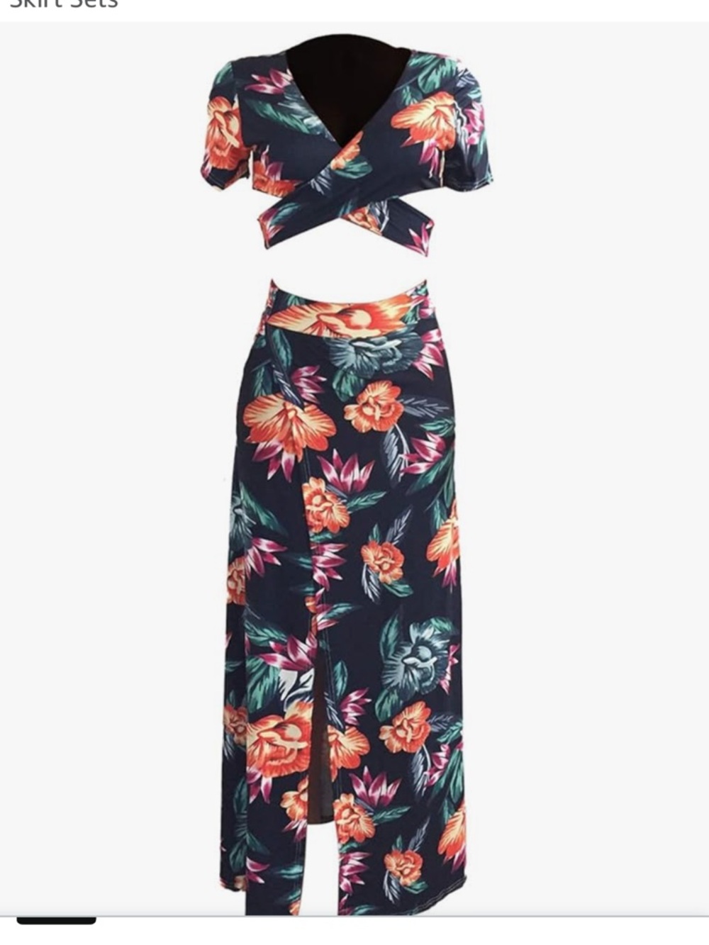 Floral Crop Top and High Split Maxi Skirt Set - Picture 4 of 7
